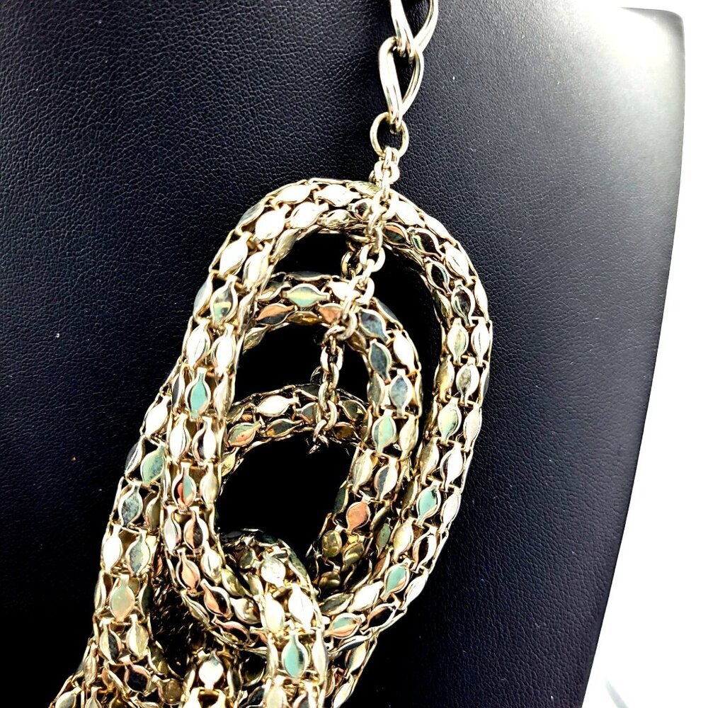 Bold Chunky Silvertone Multi-Strand Serpentine Rope Chain Statement Necklace 22" - Picture 4 of 7